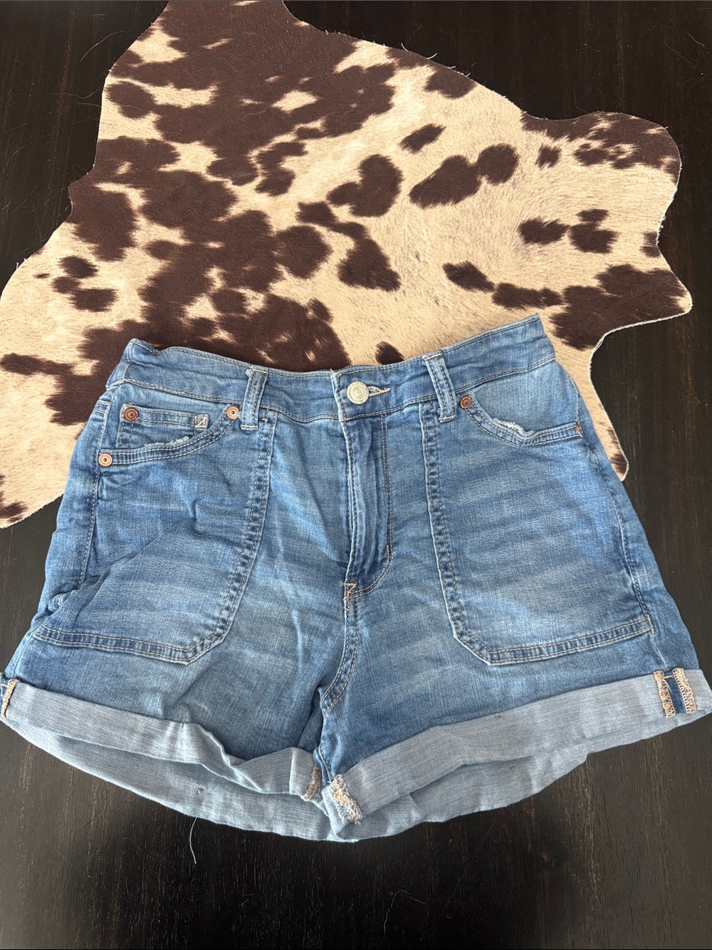 Wallflower Medium Blue Cuffed Denim Shorts